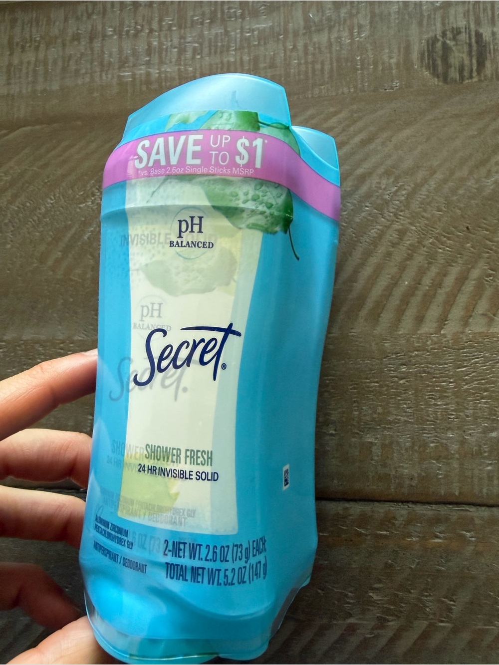 Two Pack Secret Shower Fresh 24 Hour Invisible Solid Deodorant in Shower Fresh